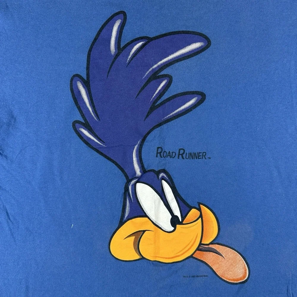 Vintage Road Runner T‎ Shirt Men's XL Blue Looney Tunes Big Head Short Sleeve